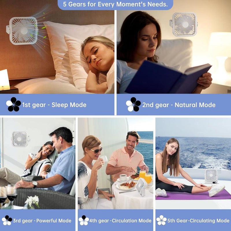 TEITEAI Cruise Fan, Cruise Ship Approved USB Fan, Magnetic Base, 6-10 Hour Battery, Five Speed Control - Image 4